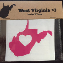 Load image into Gallery viewer, West Virginia <3 Vinyl Decal - Loving West Virginia (LovingWV)