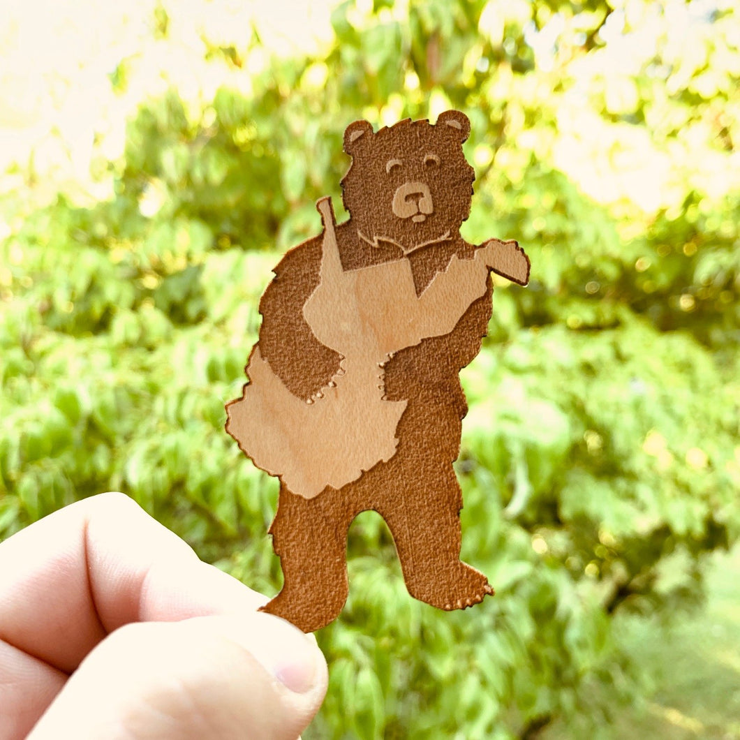 Bear Hug Wooden Sticker - Loving West Virginia (LovingWV)